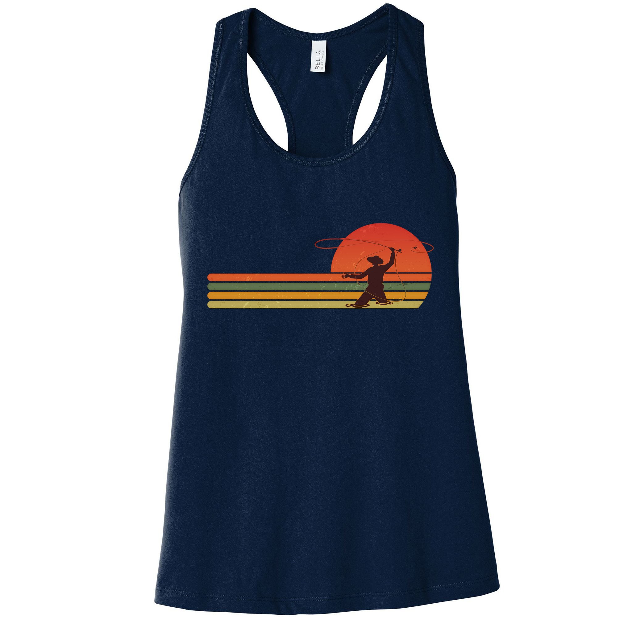 Vintage Retro Fly Fisherman Fishing Fan Womens Tank Top