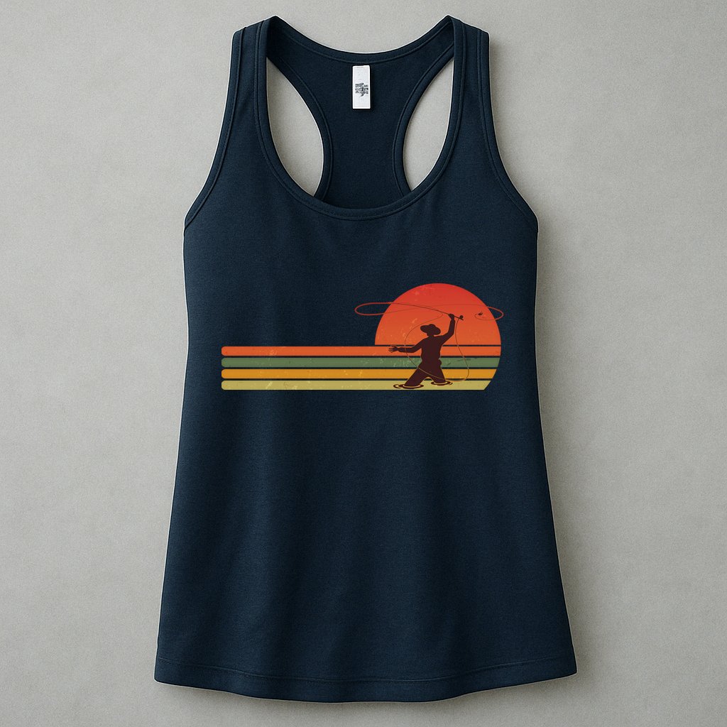 Vintage Retro Fly Fisherman Fishing Fan Womens Tank Top