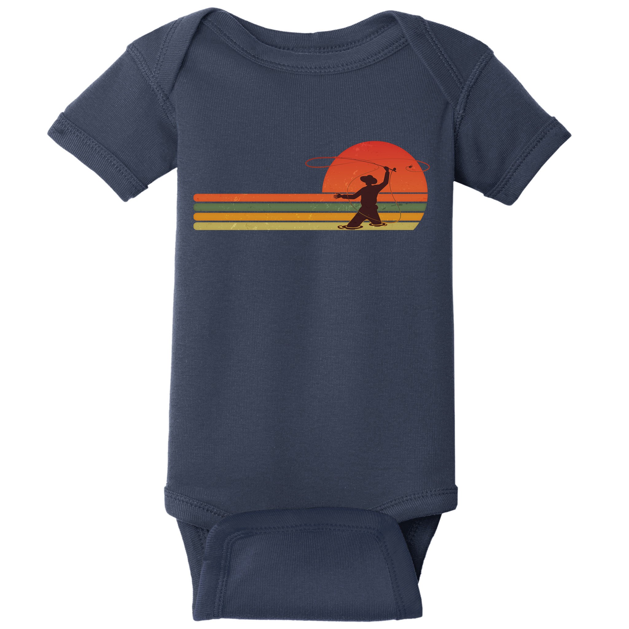 Vintage Retro Fly Fisherman Fishing Fan Baby Bodysuit