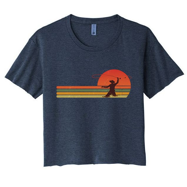 Vintage Retro Fly Fisherman Fishing Fan Crop Top