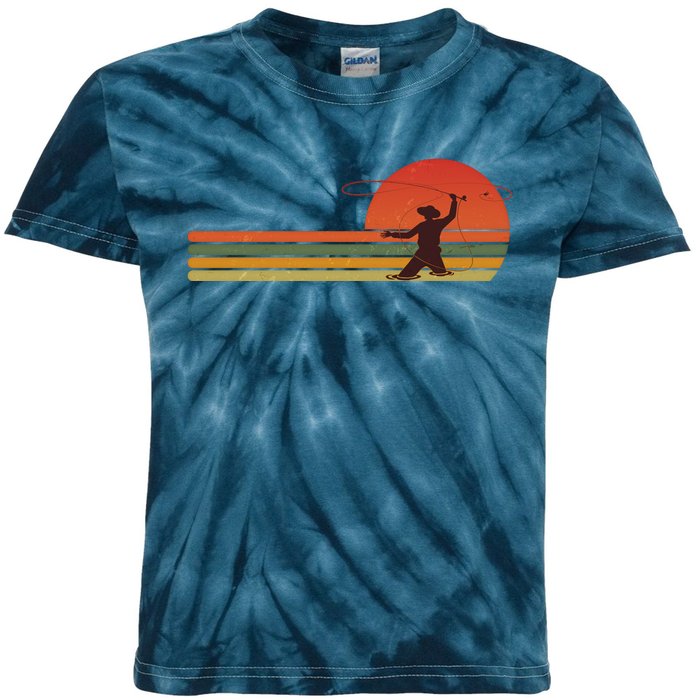 Vintage Retro Fly Fisherman Fishing Fan Kids Tie-Dye T-Shirt