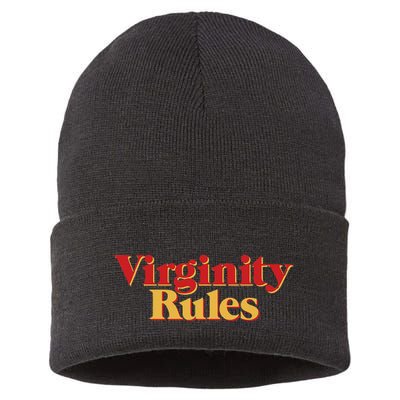 Virginity Rules Funny Virginity Sustainable Knit Beanie