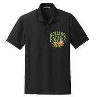 Vintage Rolling Fatties Cat Retro Kitty Kitten Meow Dry Zone Grid Polo