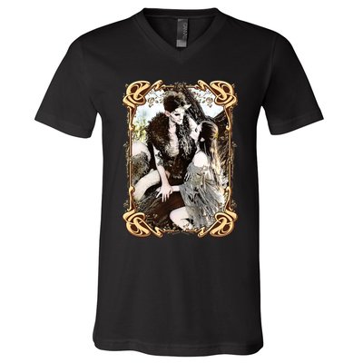 VIntage Retro Fantasy World Elves Couple V-Neck T-Shirt