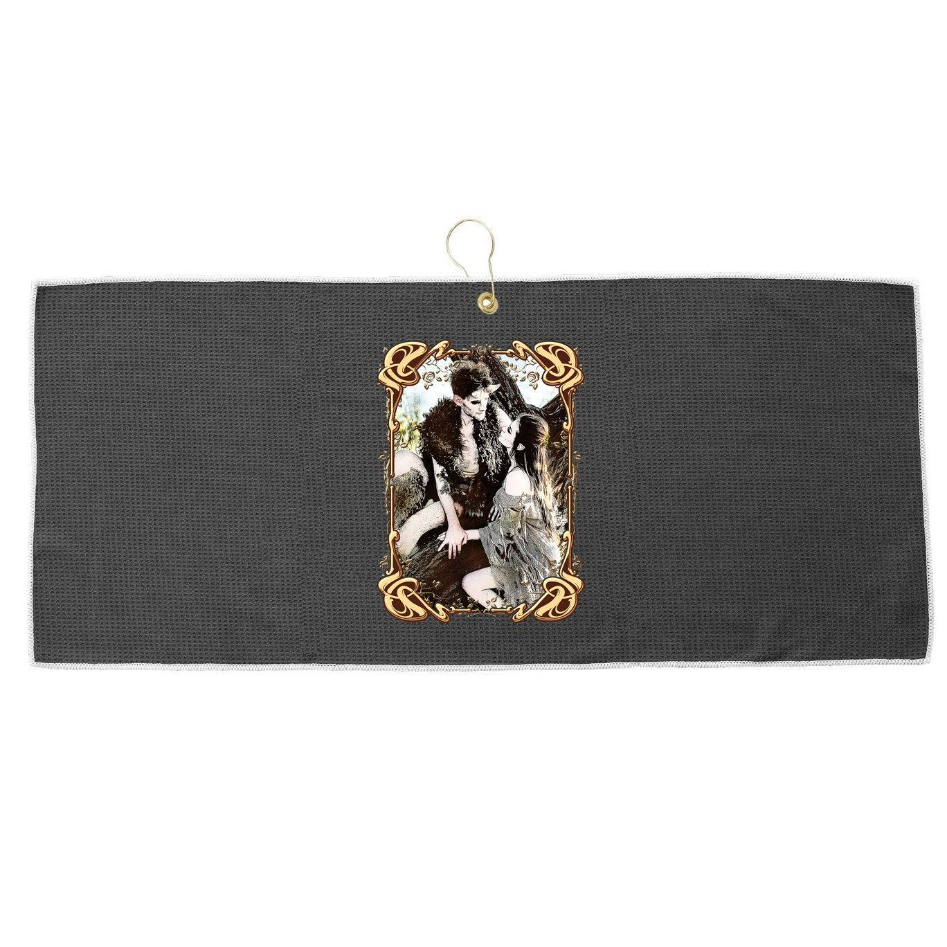 VIntage Retro Fantasy World Elves Couple Large Microfiber Waffle Golf Towel