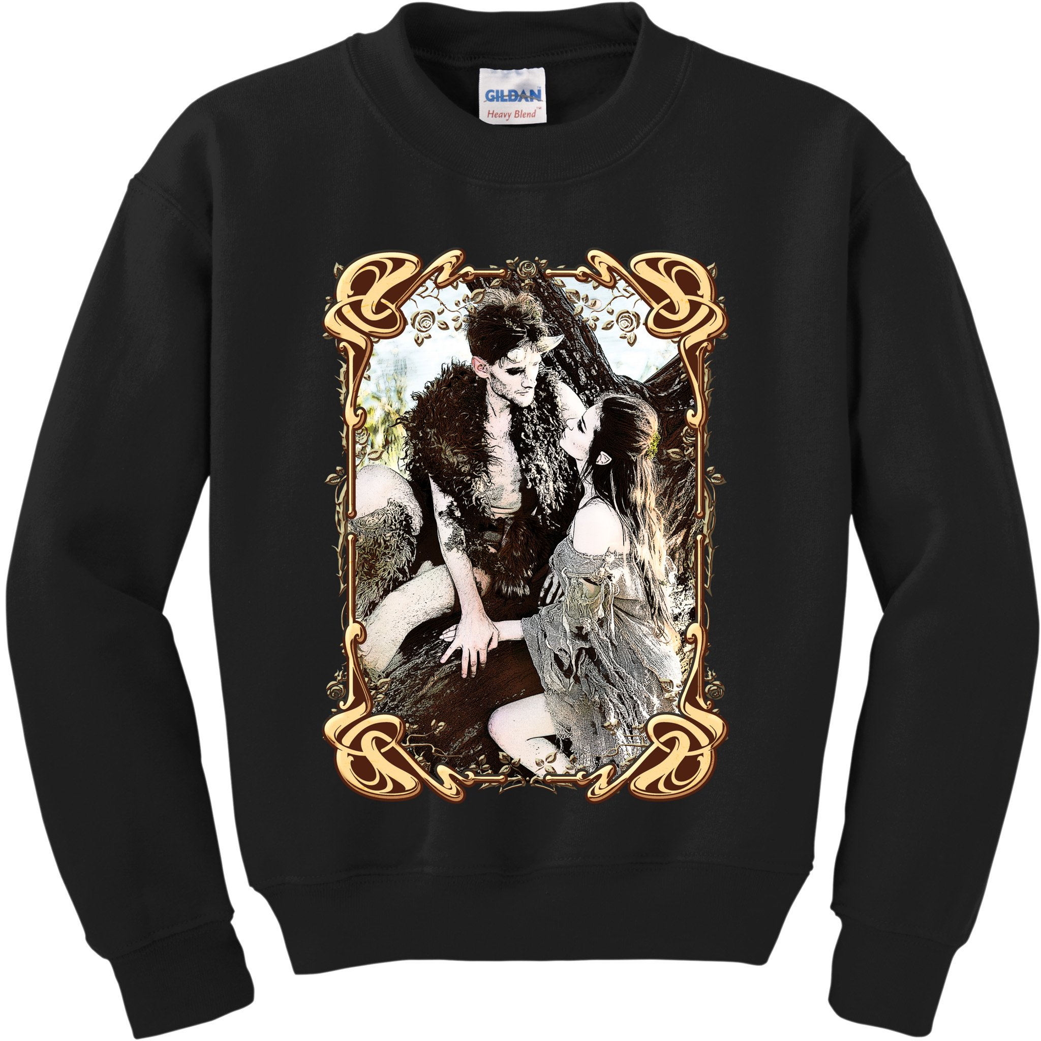 VIntage Retro Fantasy World Elves Couple Kids Sweatshirt