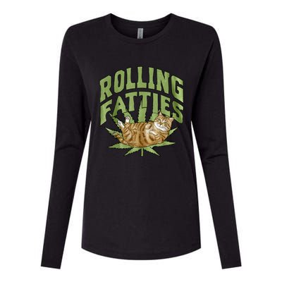 Vintage Rolling Fatties Cat Retro Kitty Kitten Meow Womens Cotton Relaxed Long Sleeve T-Shirt