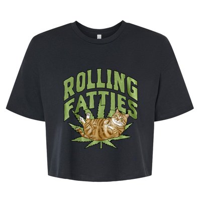 Vintage Rolling Fatties Cat Retro Kitty Kitten Meow Bella+Canvas Jersey Crop Tee