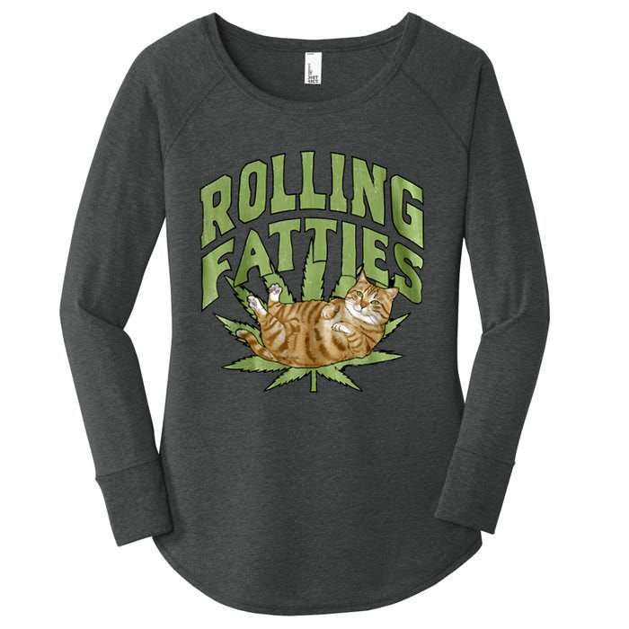 Vintage Rolling Fatties Cat Retro Kitty Kitten Meow Women's Perfect Tri Tunic Long Sleeve Shirt