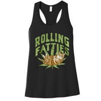 Vintage Rolling Fatties Cat Retro Kitty Kitten Meow Women's Racerback Tank