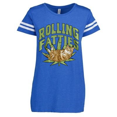 Vintage Rolling Fatties Cat Retro Kitty Kitten Meow Enza Ladies Jersey Football T-Shirt