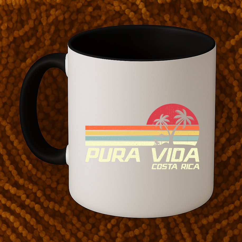 Vintage Retro Family Vacation Costa Rica Pura Vida Beach Gift Mug