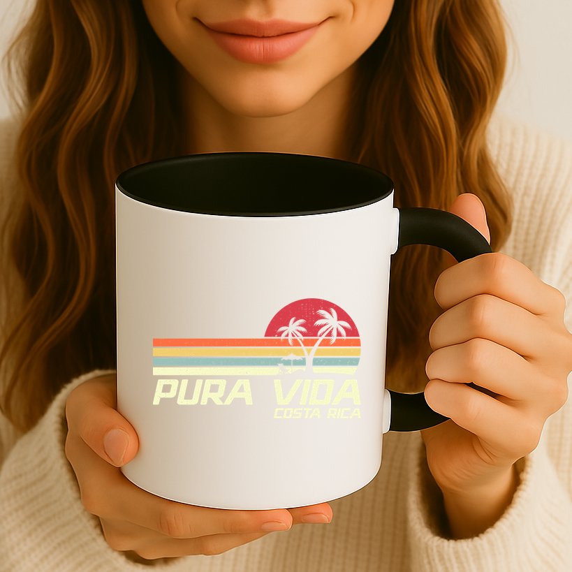 Vintage Retro Family Vacation Costa Rica Pura Vida Beach Gift Mug