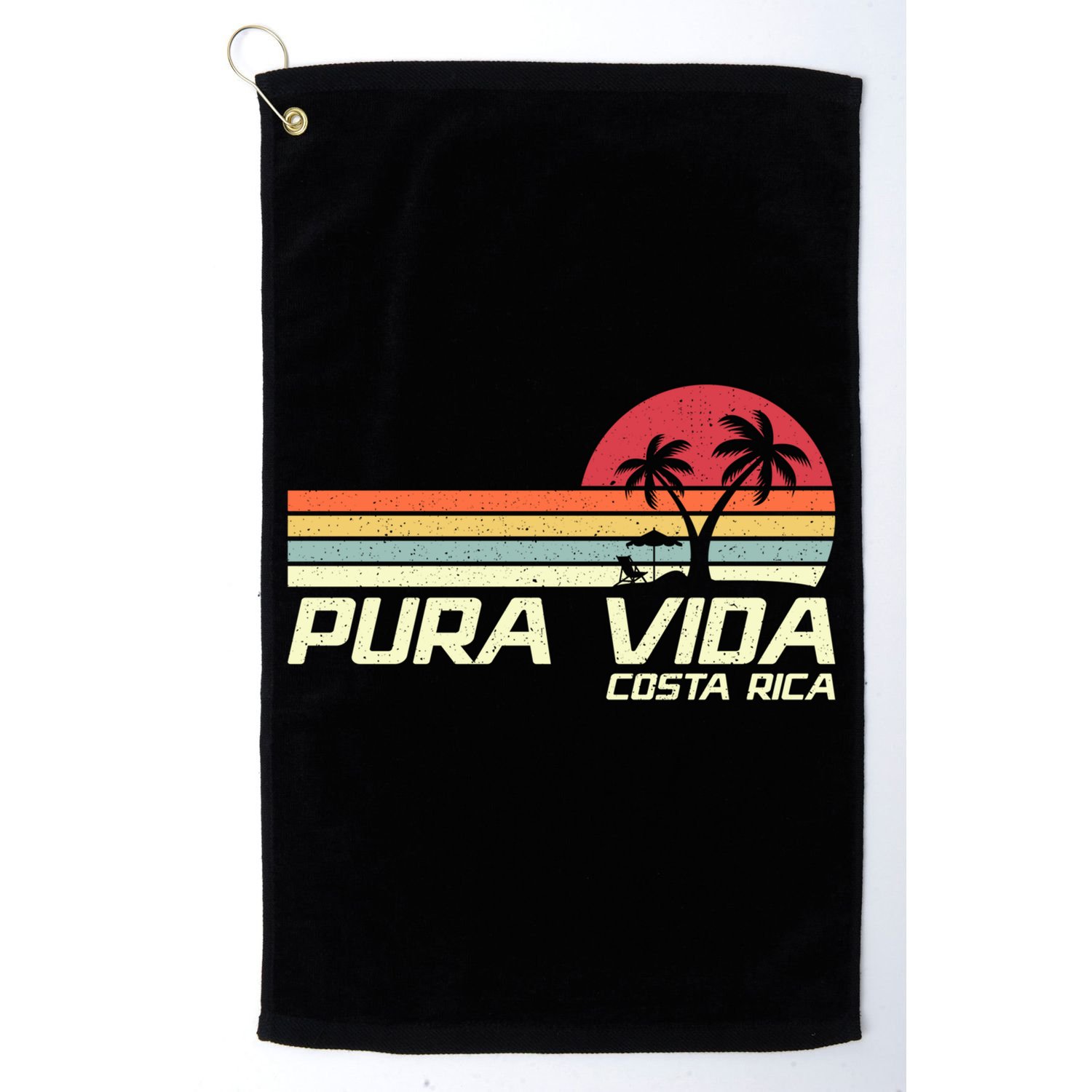 Vintage Retro Family Vacation Costa Rica Pura Vida Beach Gift Golf Towel