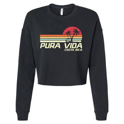 Vintage Retro Family Vacation Costa Rica Pura Vida Beach Gift Cropped Pullover Crew