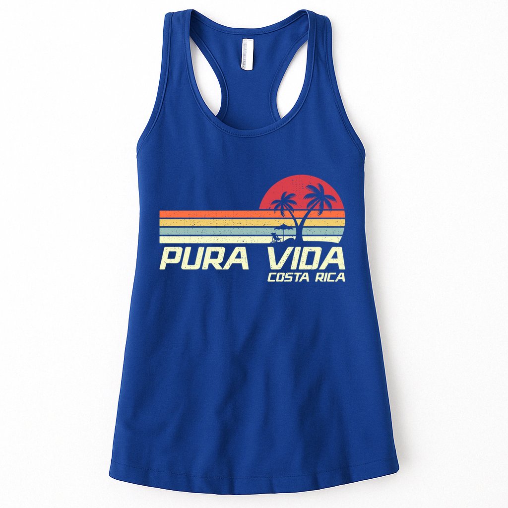Vintage Retro Family Vacation Costa Rica Pura Vida Beach Gift Womens Tank Top