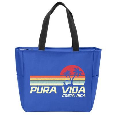 Vintage Retro Family Vacation Costa Rica Pura Vida Beach Gift Zip Tote Bag