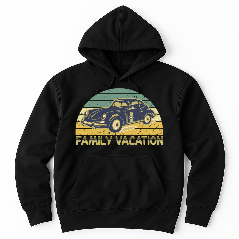 Vintage Retro Family Vacation Old Classic Car Hoodie