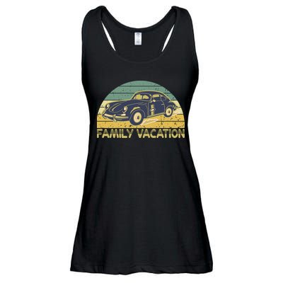Vintage Retro Family Vacation Old Classic Car Ladies Essential Flowy Tank