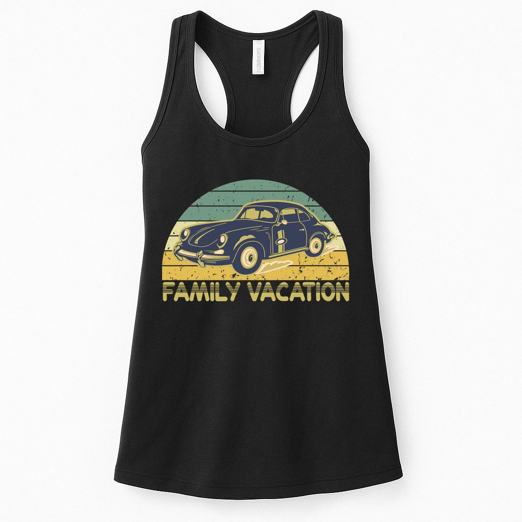 Vintage Retro Family Vacation Old Classic Car Womens Tank Top