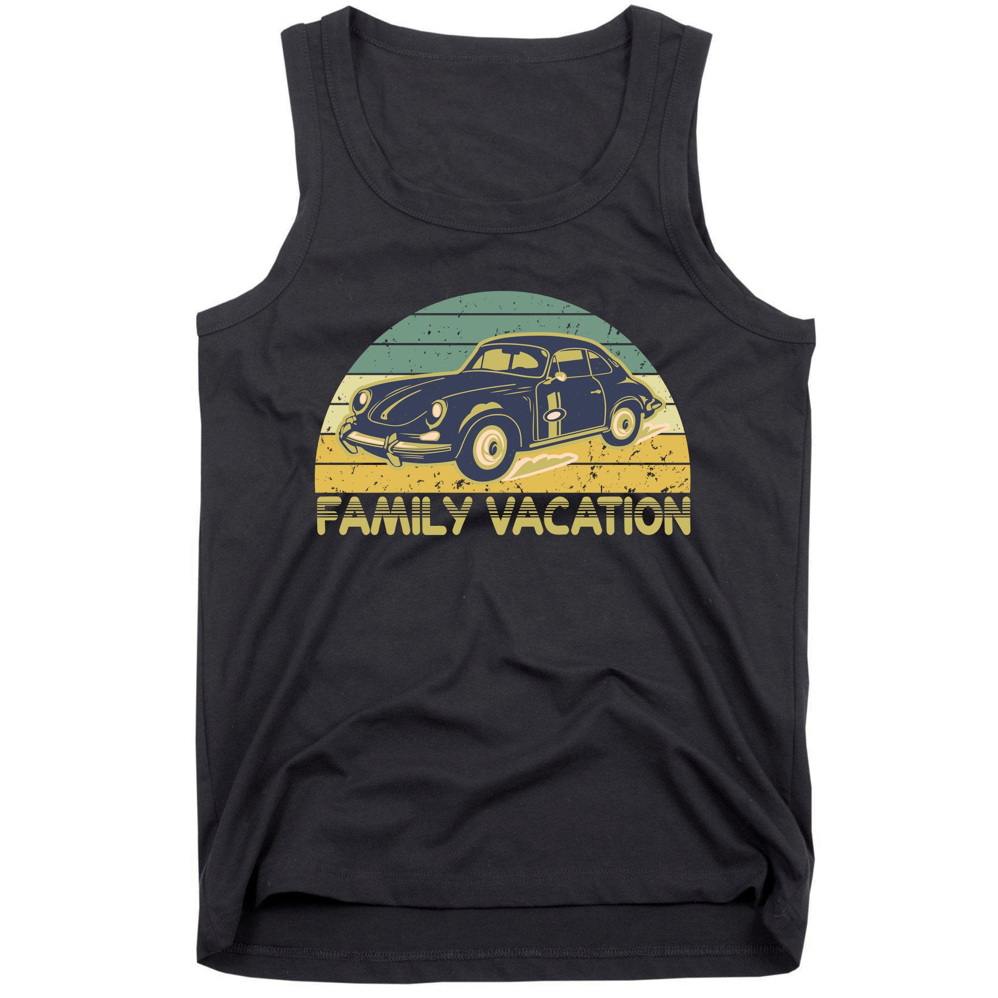 Vintage Retro Family Vacation Old Classic Car Tank Top