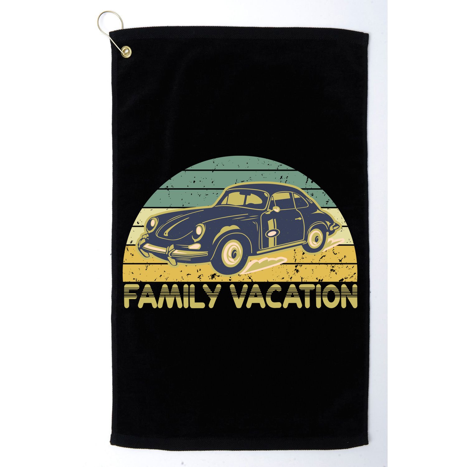Vintage Retro Family Vacation Old Classic Car Golf Towel