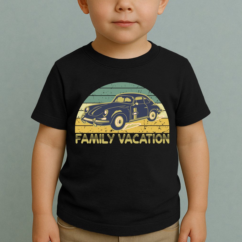 Vintage Retro Family Vacation Old Classic Car Toddler T-Shirt