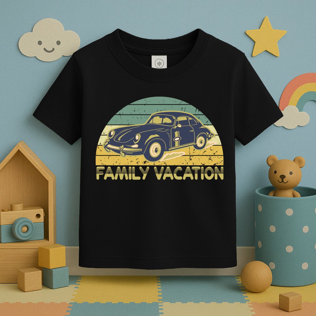 Vintage Retro Family Vacation Old Classic Car Toddler T-Shirt