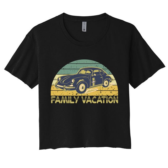 Vintage Retro Family Vacation Old Classic Car Crop Top