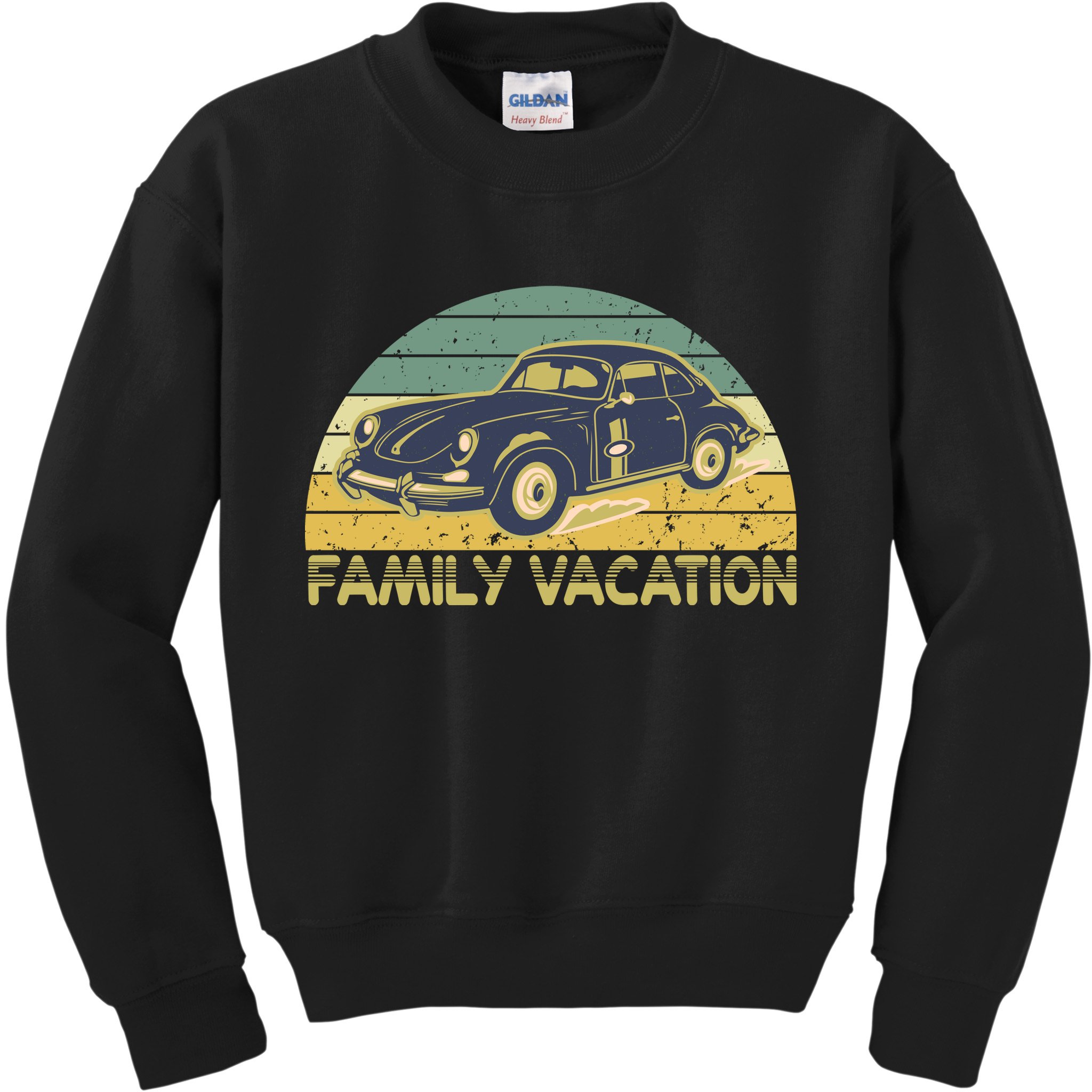 Vintage Retro Family Vacation Old Classic Car Kids Sweatshirt