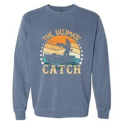 Vintage Retro Fishing Graphic Garment-Dyed Sweatshirt