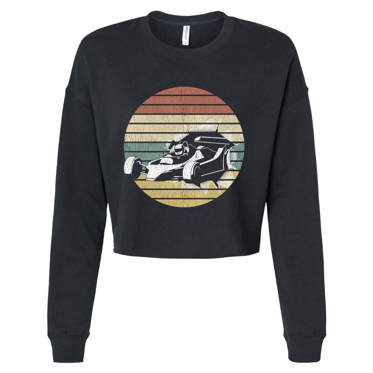 Vintage Retro Formula Racing Car Racing Fans Auto Sports Gift Cropped Pullover Crew