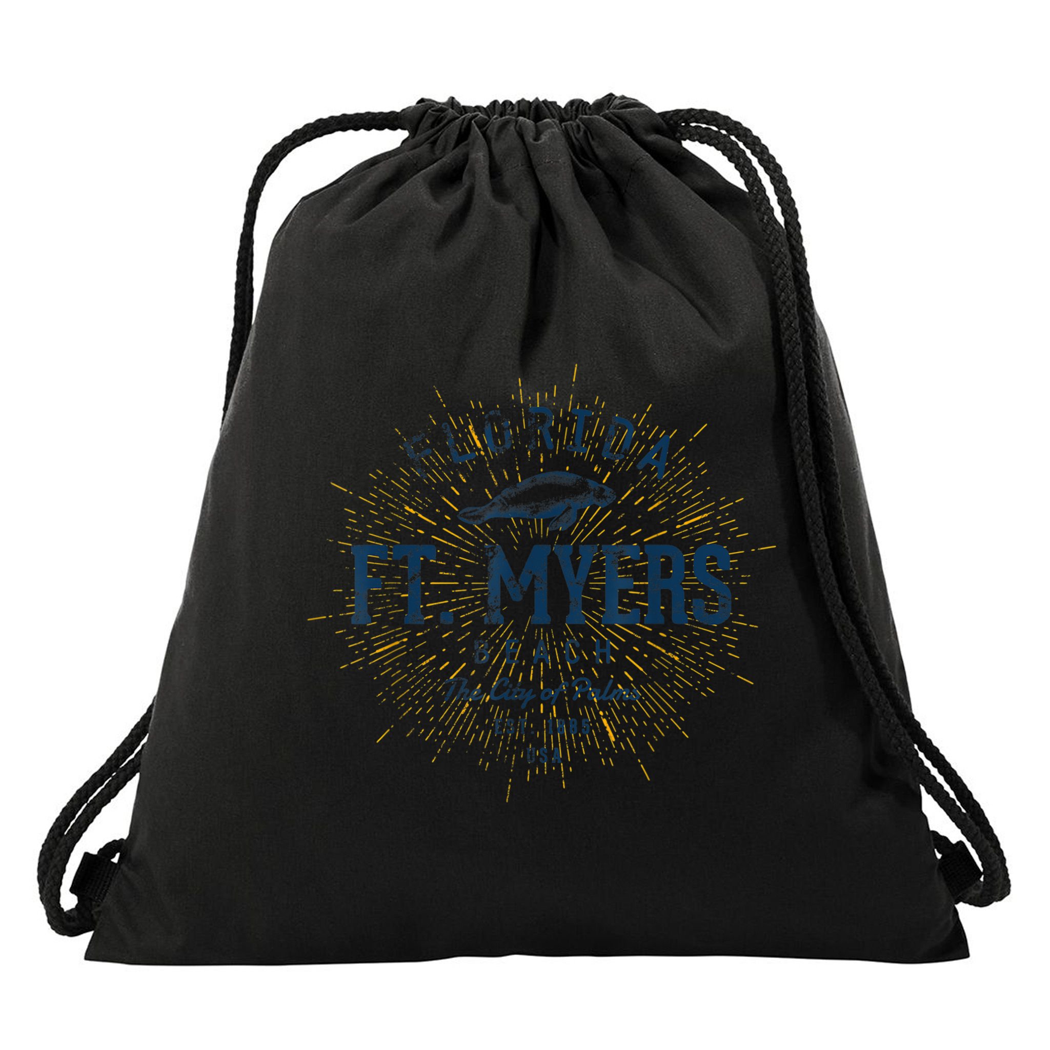 Vintage Retro Fort Myers Beach Drawstring Bag