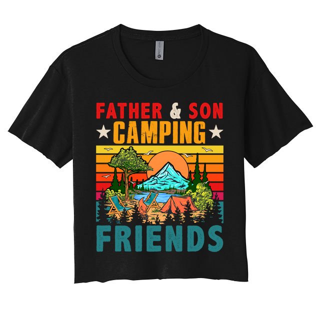 Vintage Retro Father And Son Camping Friends Matching Family Great Gift Crop Top