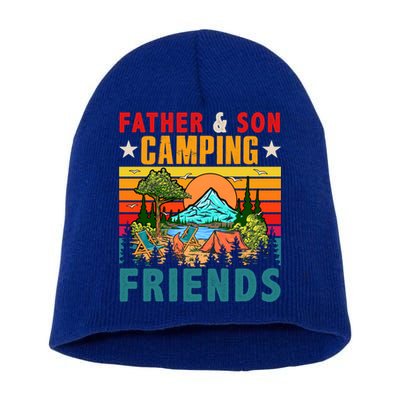 Vintage Retro Father And Son Camping Friends Matching Family Great Gift Short Acrylic Beanie