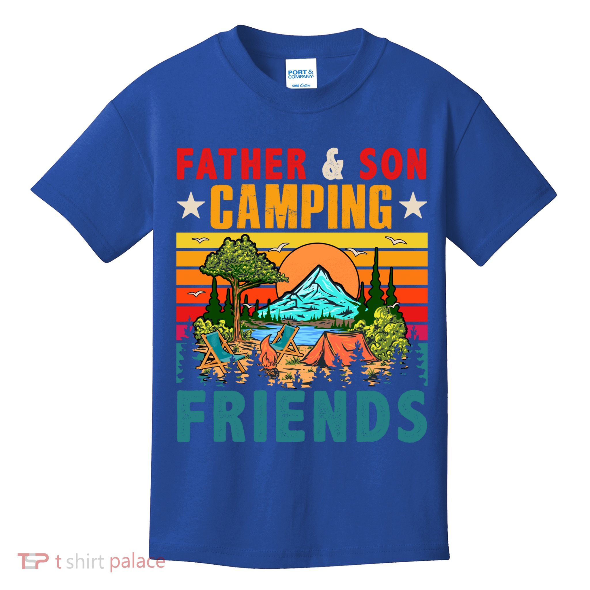 Vintage Retro Father And Son Camping Friends Matching Family Great Gift Kids T-Shirt