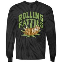 Vintage Rolling Fatties Cat Retro Kitty Kitten Meow Tie-Dye Long Sleeve Shirt