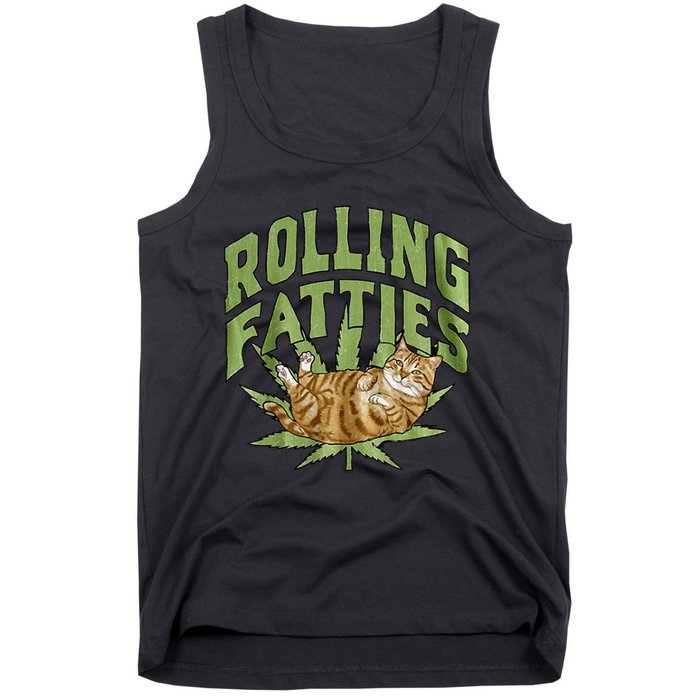 Vintage Rolling Fatties Cat Retro Kitty Kitten Meow Tank Top