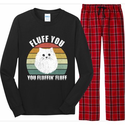 Vintage Retro Fluff You You Fluffin' Fluff Funny Cat Kitten Meaningful Gift Long Sleeve Pajama Set