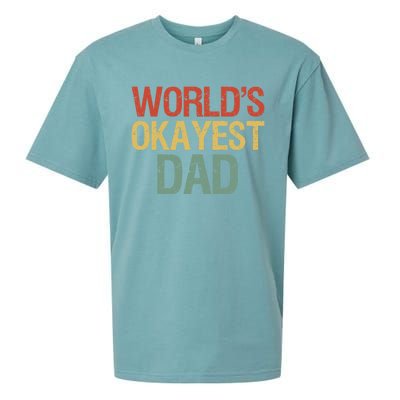 Vintage Retro Funny Father Worlds Okayest Dad Gift Sueded Cloud Jersey T-Shirt