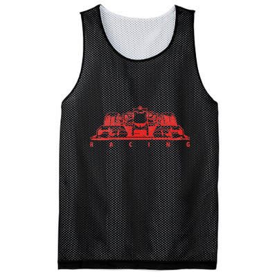 Vintage Red Formula Racing Lovers Silhouette Race Car Fan Mesh Reversible Basketball Jersey Tank