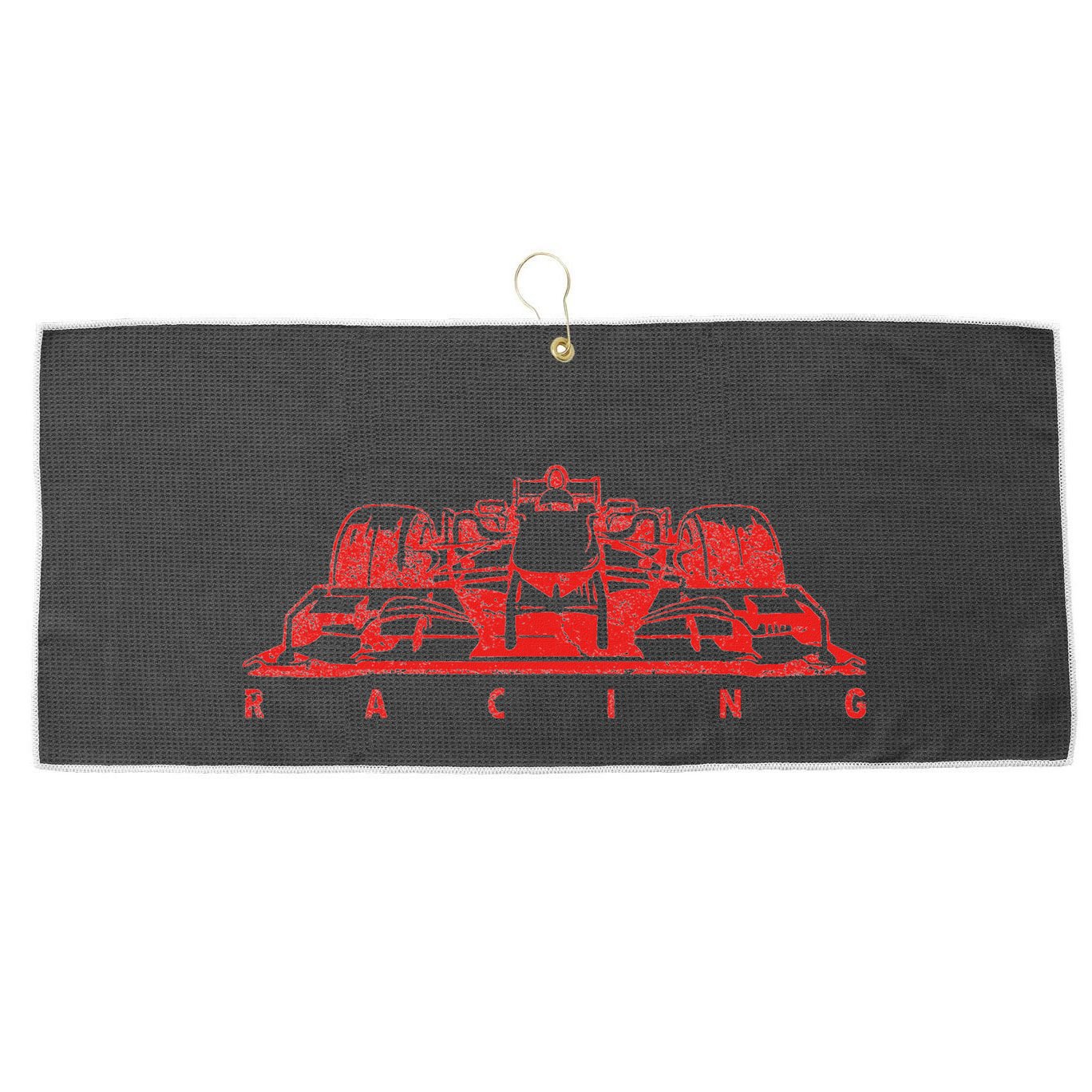 Vintage Red Formula Racing Lovers Silhouette Race Car Fan Large Microfiber Waffle Golf Towel