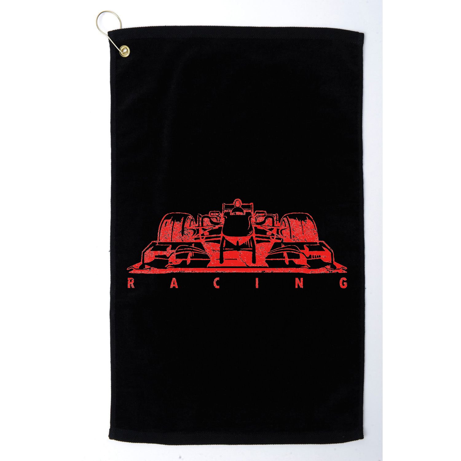 Vintage Red Formula Racing Lovers Silhouette Race Car Fan Golf Towel