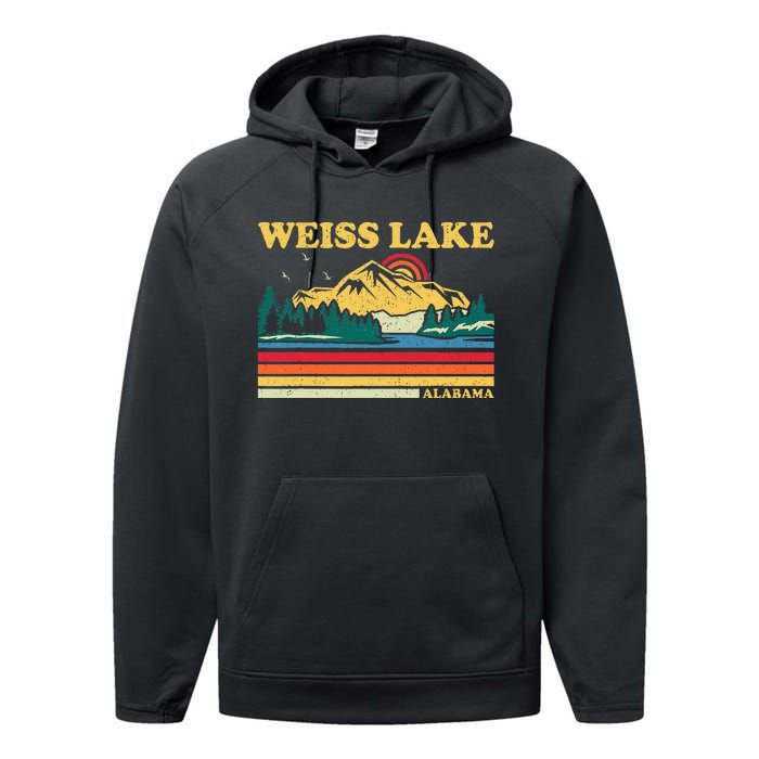 Vintage Retro Family Vacation Alabama Weiss Lake Performance Fleece Hoodie