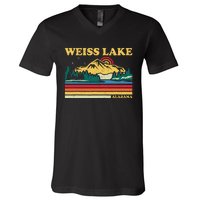 Vintage Retro Family Vacation Alabama Weiss Lake V-Neck T-Shirt