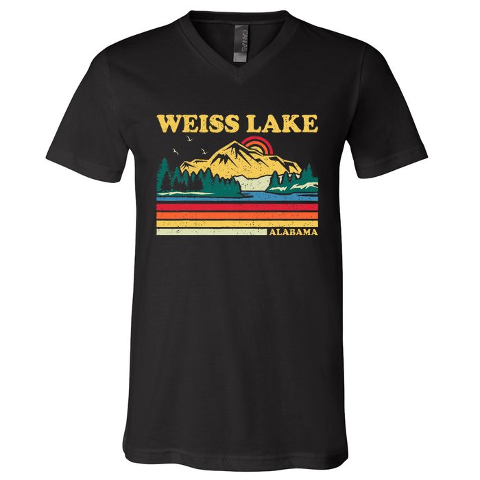 Vintage Retro Family Vacation Alabama Weiss Lake V-Neck T-Shirt