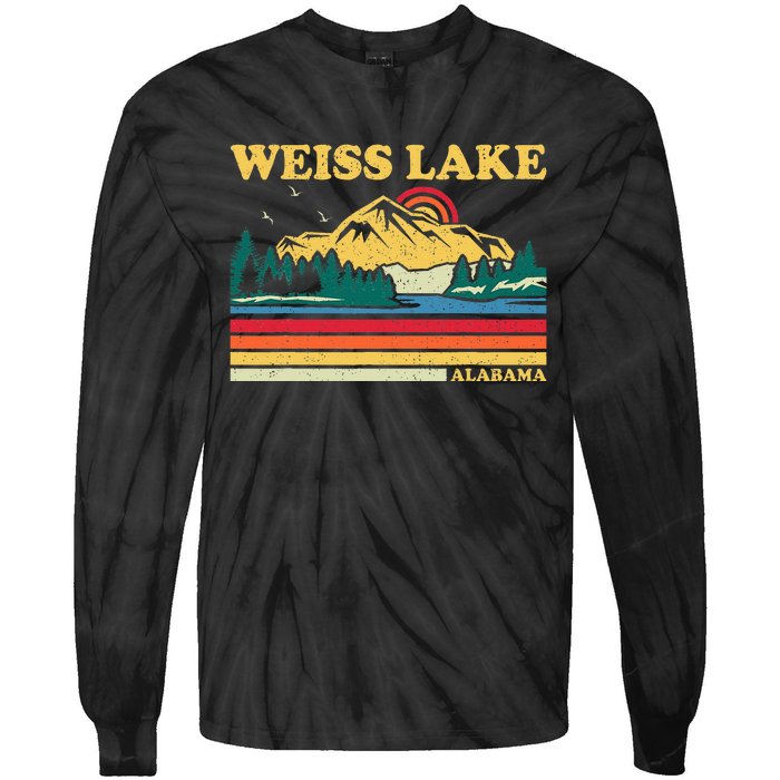 Vintage Retro Family Vacation Alabama Weiss Lake Tie-Dye Long Sleeve Shirt