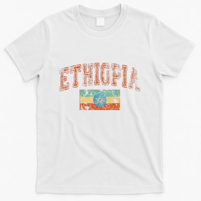Vintage Retro Faded Ethiopia Flag Ethiopian Pride T-Shirt