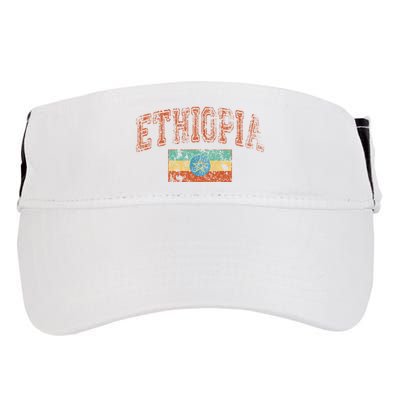 Vintage Retro Faded Ethiopia Flag Ethiopian Pride Adult Drive Performance Visor