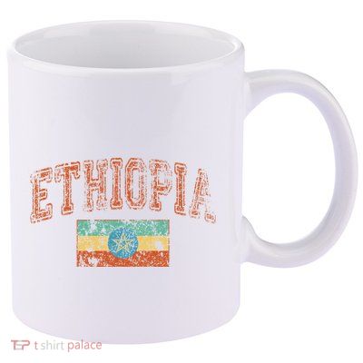 Vintage Retro Faded Ethiopia Flag Ethiopian Pride 11oz C Handle Ceramic Mug